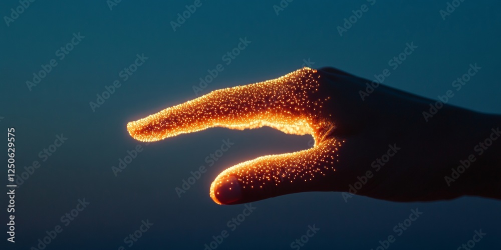 Fototapete Holographic Learning Interface Illuminated Gesture Control in Dark Space for Interactive Tech Innovation and Human-Computer Interaction in Business Environments