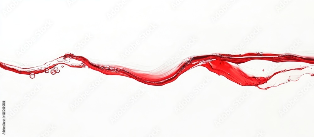 Poster red ink swirling and dispersing in clear water on a white background creating dynamic fluid patterns