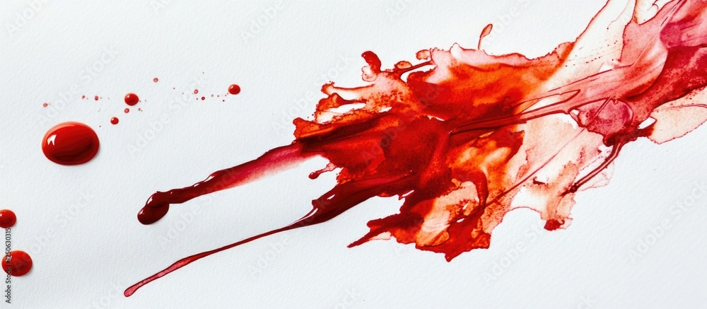 Poster bright red ink splash on white paper creating a dynamic and artistic design element for creative pro