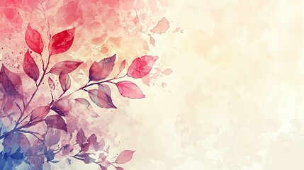Mothers day concept, Soft Watercolor Leaves on Abstract Background with Gentle Tones and Beautiful Textures
