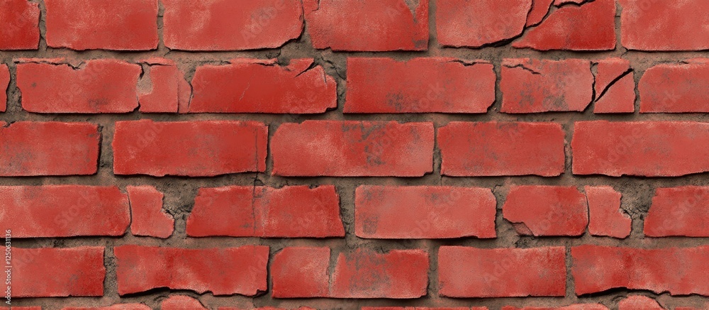 Poster textured red brick wall background with cracks and weathered details for use in design and architect