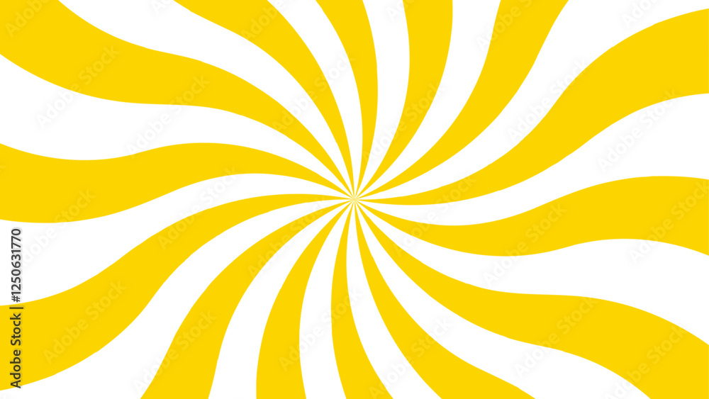 Poster Abstract background with rays retro starburst. Spiral radial striped pattern beam with rays. Retro explosion white and Yellow vintage ray sunrise. Yellow and White spiral twist background.