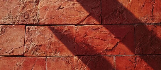 Textured Red Brick Wall with Shadows Highlighting the Surface Depth and Warm Tones Ideal for Architectural and Interior Design Themes