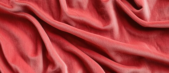 Obraz premium Elegant red crumpled velvet fabric draped over a smooth rectangular surface creating a rich and luxurious textile background.
