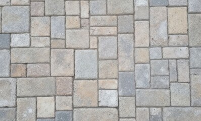 Textured stone paving in various shades