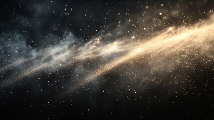 The serene beauty of dust particles illuminated in a beam of light, creating a peaceful ambiance against black.