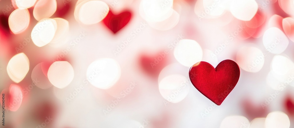 Poster romantic red bokeh background with heart shapes ideal for valentine's day themes and celebrations
