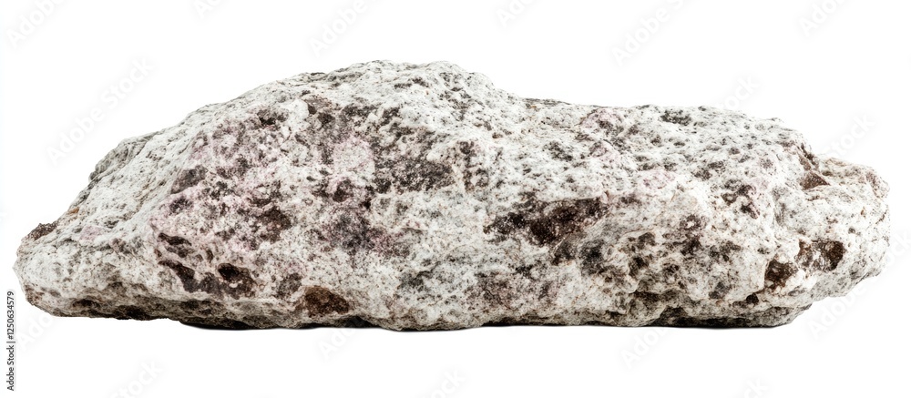 Poster Natural rock isolated on a white background showcasing unique textures and color variations suitable for geology and design projects.