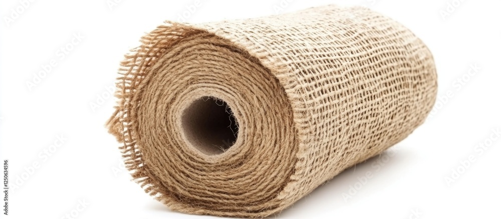 Aufkleber natural jute twine roll on a white background suitable for decorative and craft purposes in eco-frie