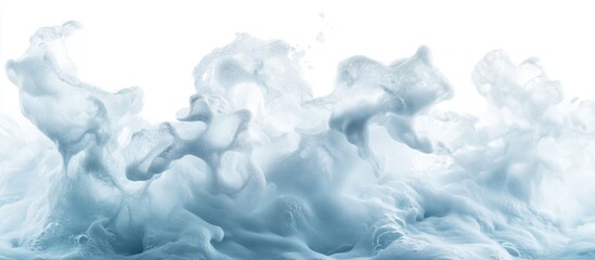 Dynamic ocean blue waves crashing with vibrant white foam against a clean white background conveying energy and tranquility.