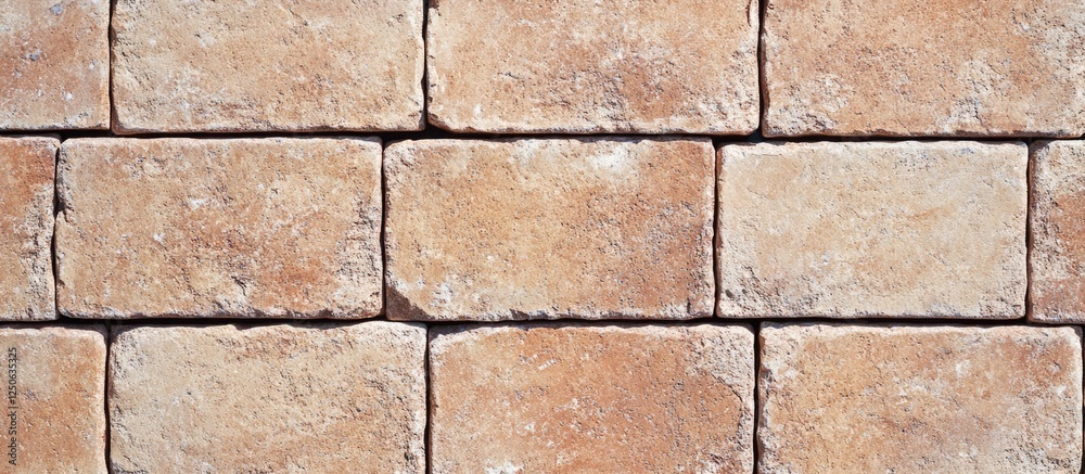Aufkleber Sandstone brick wall texture featuring a warm color palette and distinct pattern ideal for architectural or design backgrounds