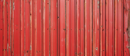 Textured red galvanized iron plate background with a vertical striped pattern suitable for industrial and architectural designs.
