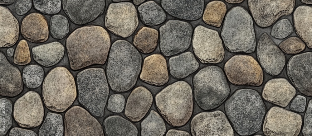 Poster Seamless cobblestone texture for decorative applications in design projects and flooring solutions vector illustration