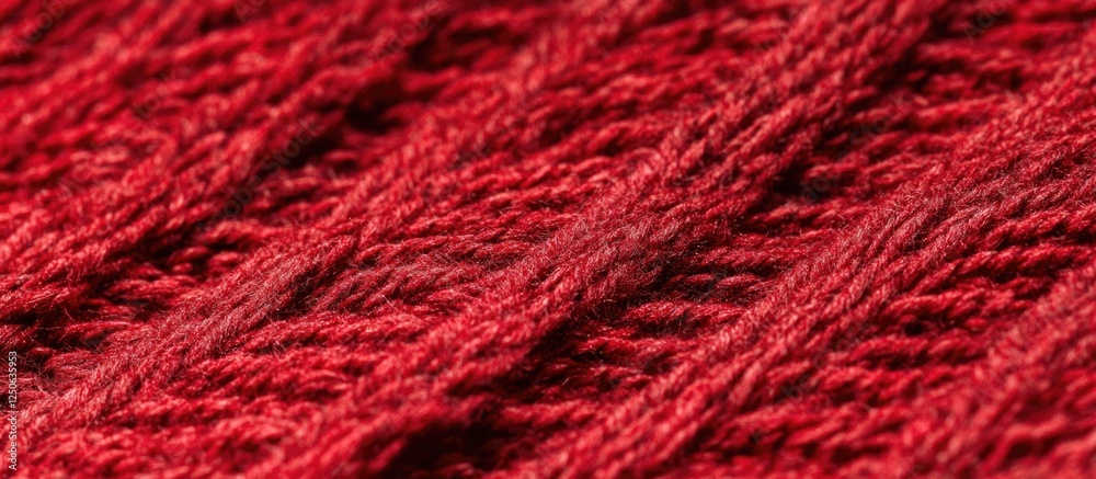 Poster close-up view of red textured fabric showcasing intricate patterns and rich color depth for textile 