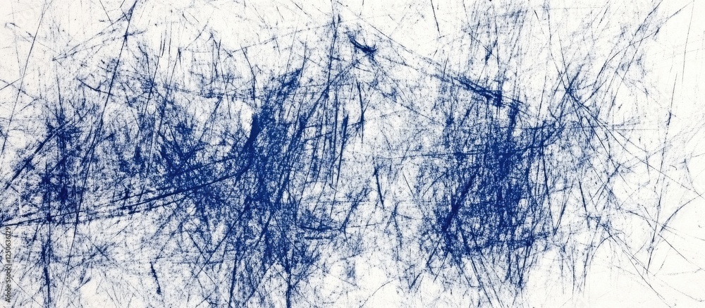 Poster grunge dark blue ink texture on white paper with scratched details for artistic and abstract backgro