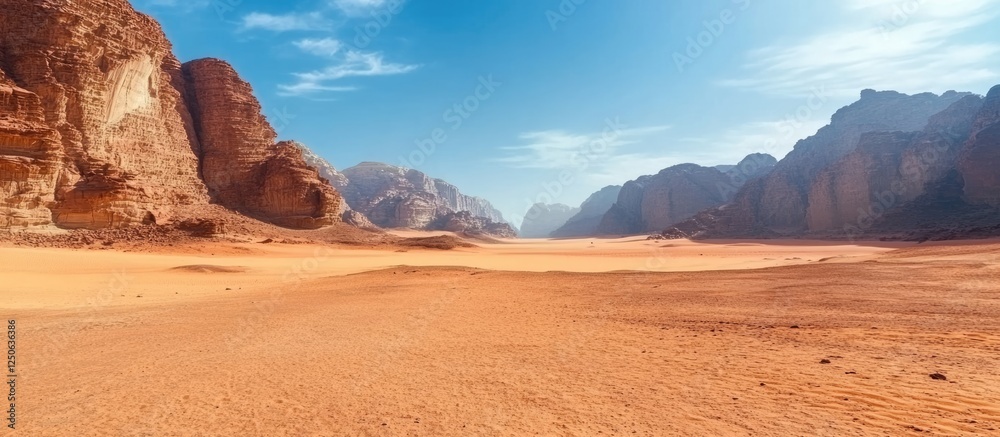 Aufkleber Vast rugged desert landscape with deep valley showcasing wilderness and ample empty space for text and design elements