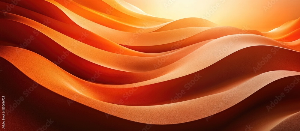 Poster Soft flowing brown waves with a warm orange glow creating a smooth textured background for design elements and visual projects.