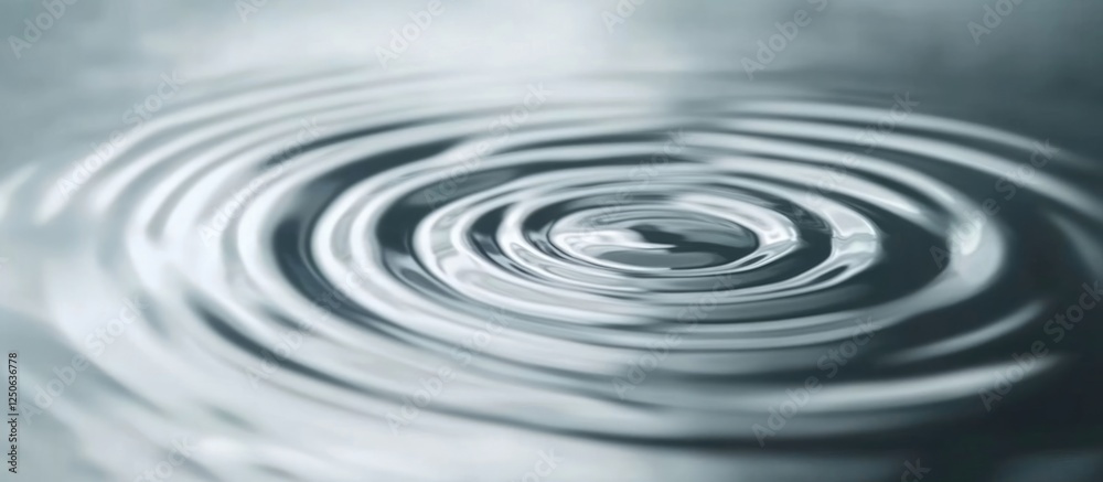 Poster gentle ripples in still water captured in slow motion showcasing a serene grey color palette for tra