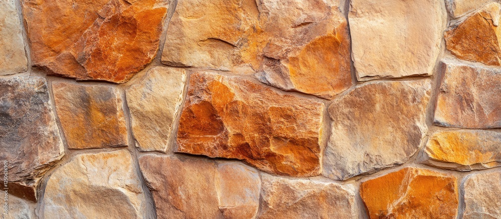 Poster sandstone wall texture with orange tones showcasing natural stone patterns and rich colors against a