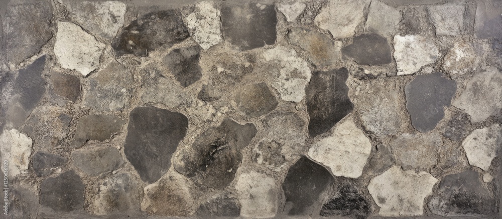 Aufkleber Cracked and uneven stone walkway surface texture ideal for backgrounds in design and architectural projects