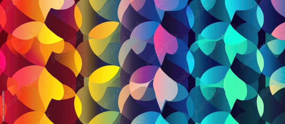 Aufkleber Colorful abstract background with overlapping leaf shapes in vibrant hues creating a dynamic and modern visual pattern for design projects.