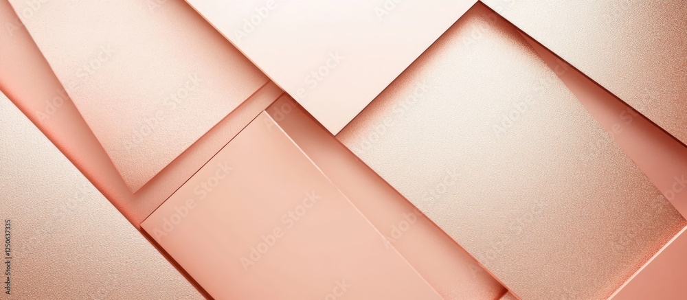 Aufkleber Rose gold textured geometric surfaces with ample space for text placement and design elements in a modern aesthetic.