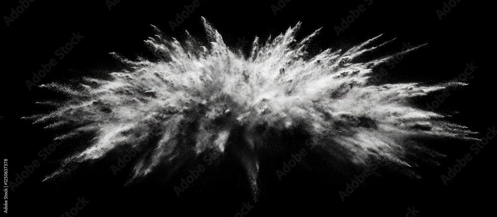 Aufkleber Sand explosion on black background showcasing abstract particles cloud for design and texture applications