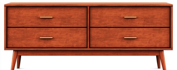 Mid Century Modern Wooden Nightstand With Four Drawers