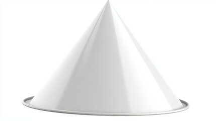Simple White Cone Shape Isolated on a White Background for Design