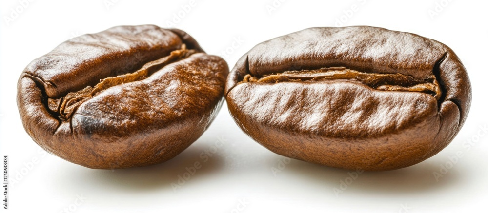 Poster premium roasted coffee beans isolated on white background showcasing rich color and texture for beve