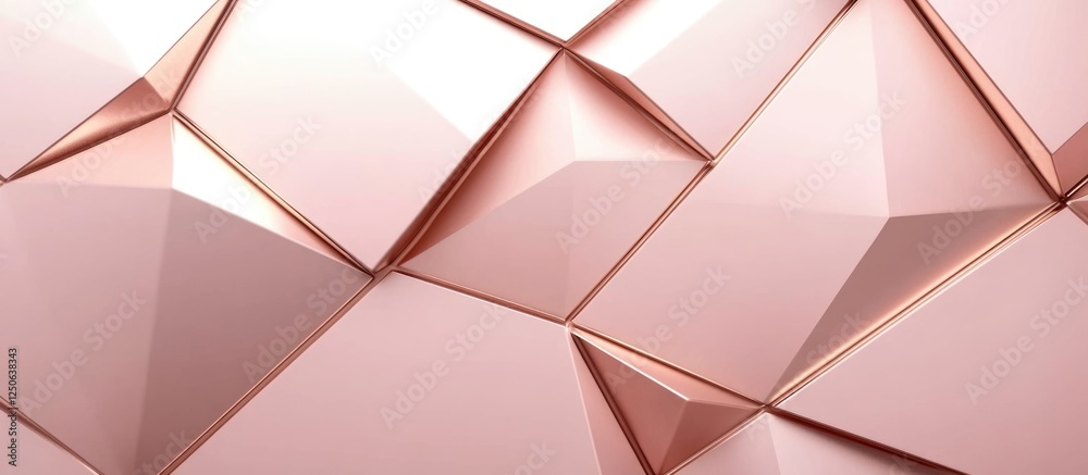Aufkleber Elegant rose gold geometric texture background with dimensional facets and ample empty space for text or branding elements.