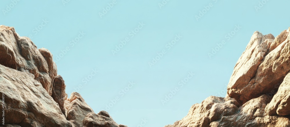 Poster rocky landscape featuring vast empty space and clear sky ideal for text overlays and creative design