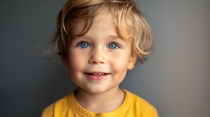 Naklejka premium Caucasian male preschooler with bright facial emotions