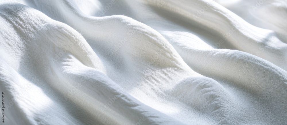 Aufkleber Elegant white fabric texture with soft ripples and folds creating a serene and sophisticated background for various design purposes.