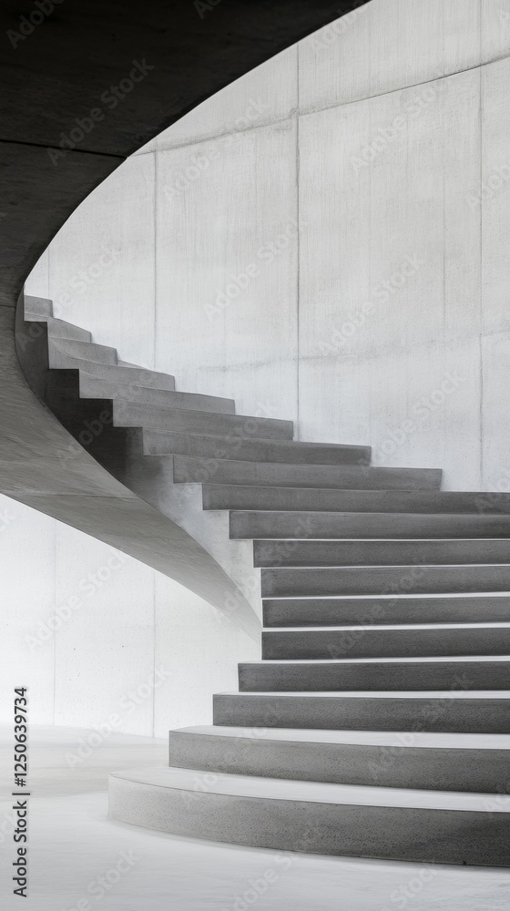 Poster curved concrete staircase minimalist architectural design in urban government spaces - elevating mod