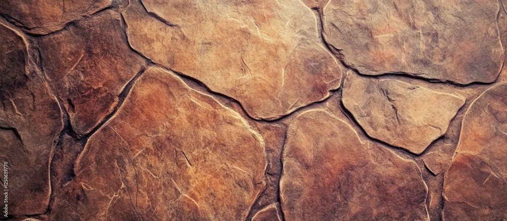 Aufkleber Brown rock stone tile wall texture with rough patterns suitable for backgrounds or design projects