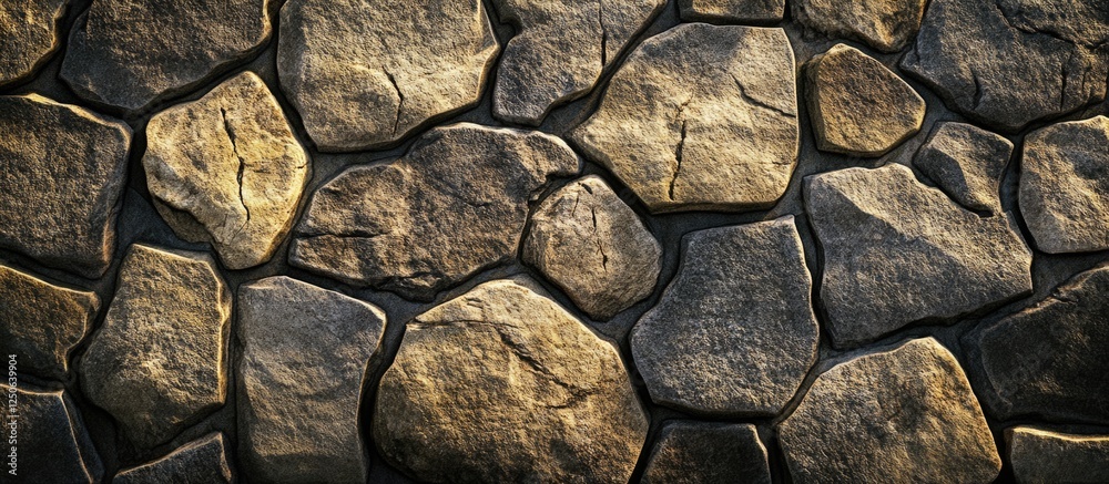 Aufkleber Natural textured stone pattern showcasing various rock shapes and hues, ideal for backgrounds and design projects.
