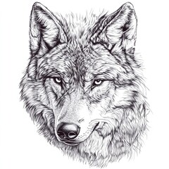Detailed illustration of a majestic wolf with sharp features and expressive eyes.
