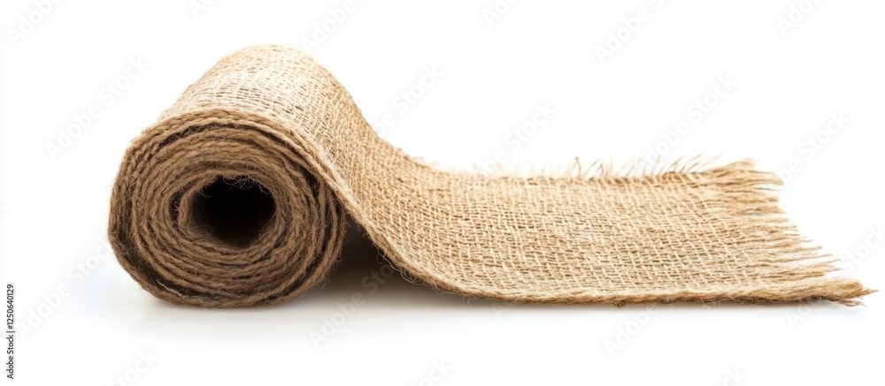 Poster natural jute roll on white background showcasing texture and versatility for crafts and eco-friendly