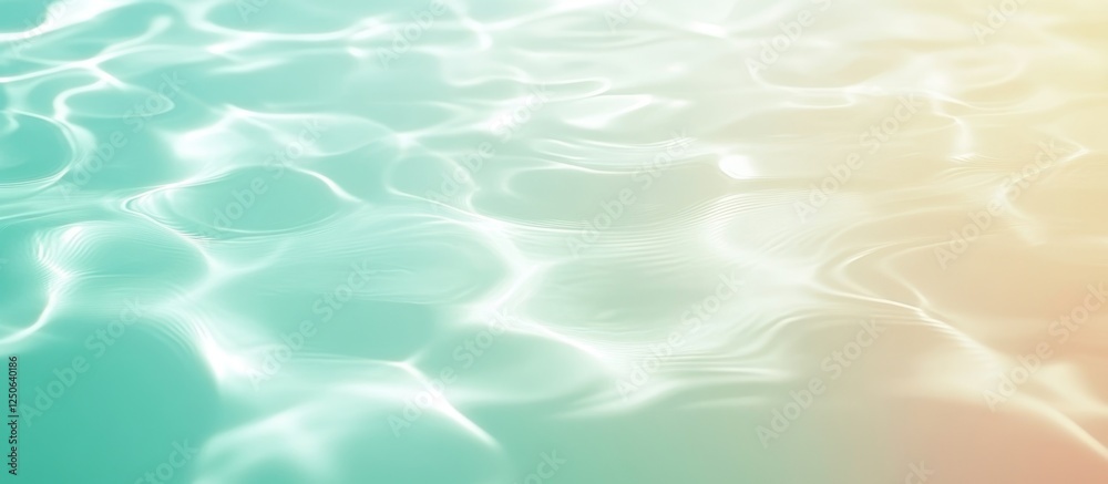Poster Calm turquoise water surface with gentle ripples and soft gradient background for soothing and tranquil designs