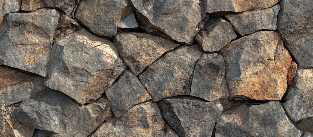 Aufkleber Rock surface texture featuring high-resolution seamless pattern of large stones ideal for backgrounds and design applications.