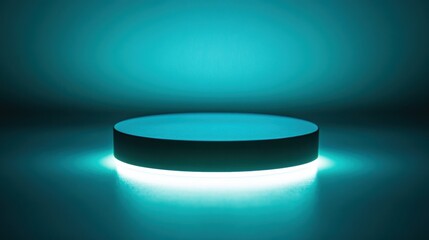Modern Blue Circular Display with Soft Lighting Effects