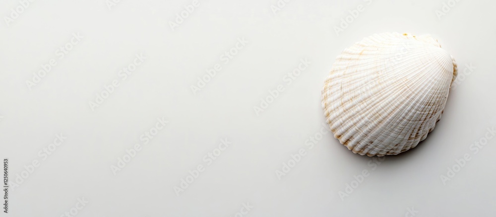 Poster White sea shell isolated on a minimalist background showcasing natural textures and simplicity for marine or coastal themed designs.