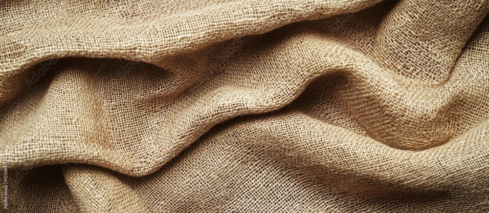 Poster natural beige sand textured fabric with soft folds and waves ideal for backgrounds and textile desig