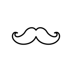 Mustache icon with curved hair shape for facial grooming representation
