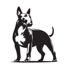 Stylish Bull Terrier silhouette for use in creative projects - Bull Terrier illustration - minimal Bull Terrier vector - dog silhouette
