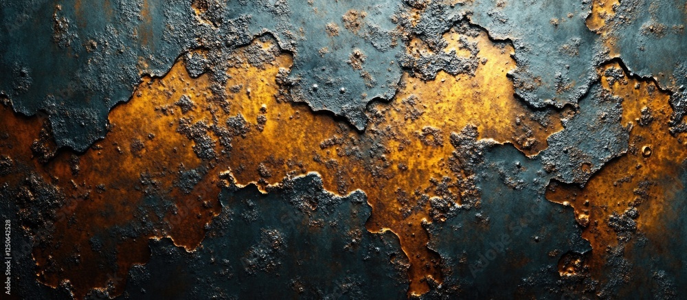 Poster Textured background of rusted metal with rich colors and patterns ideal for overlaying custom graphics or designs.