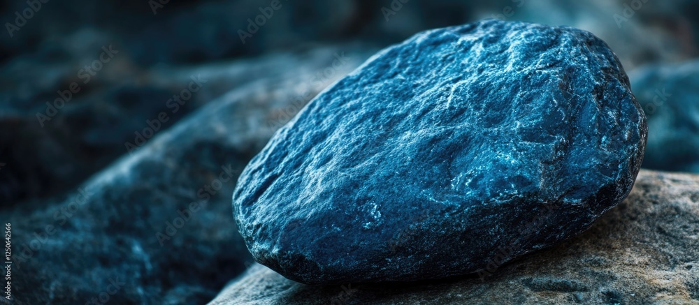 Poster dark blue rock texture in natural outdoor setting highlighting unique stone patterns and colors. ide