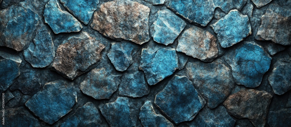 Aufkleber Seamless azure blue geological rock surface background with natural texture and empty space for design or text overlay