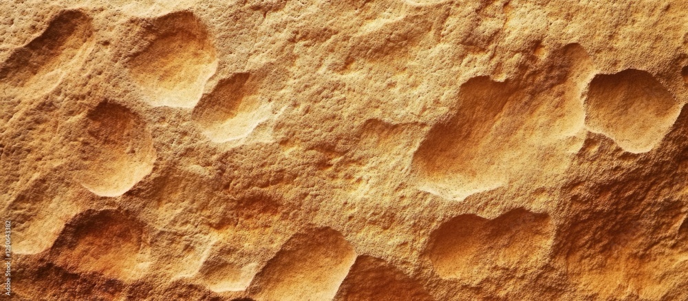 Poster Detailed close-up of unique sandstone texture featuring natural patterns and colors ideal for artistic or architectural design projects.